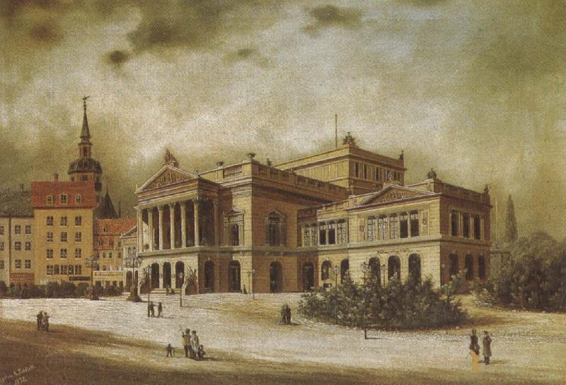 arthur o shaughnessy the leipzig opera house in the augstusplatz oil painting picture